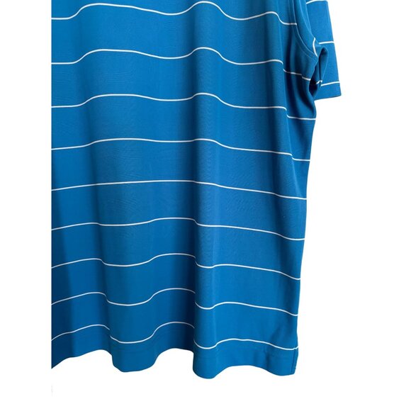 FootJoy FJ Golf Polo Shirt Sky Blue White Stripes Back Logo Mens XL Polyester - Picture 9 of 11